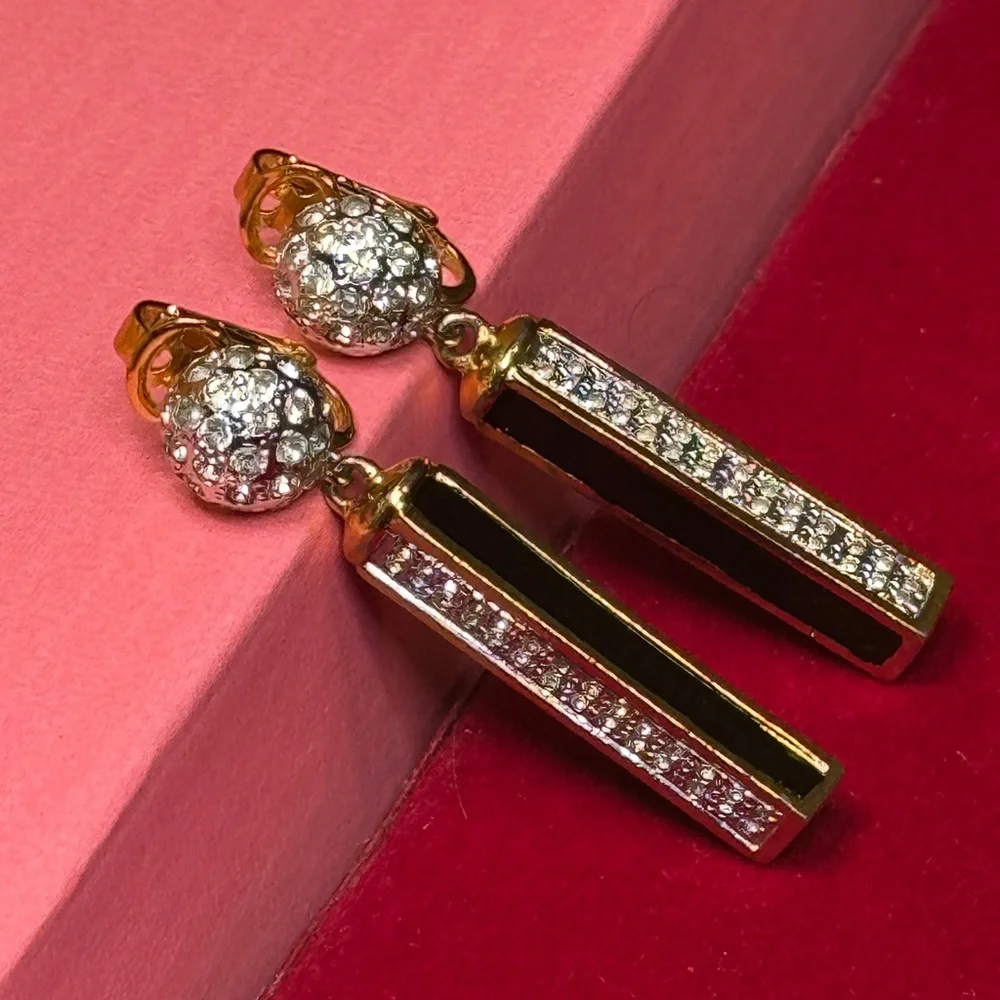 Valentino Black and Gold Crystal Earrings - Picture 10 of 15